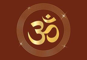 schön glühend om oder Ohm oder Rum, mit Mandala im Gold Farbe Schatten zum Mauer von Tempel, Häuser und zum Innere funktioniert usw. Hindu oder Hinduismus Symbol vektor