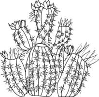 Kaktus Linie Zeichnungen. Kaktus druckbar Färbung Seiten, Kaktus Färbung Seiten zum Erwachsene, Kaktus und Blume Färbung Seiten, Kaktus Planet Zeichnungen vektor