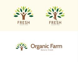 menschliche Natur Logo einstellen im minimal eben Design, Konzept von Grün Leben, gesund Lebensstil und organisch Landwirtschaft vektor