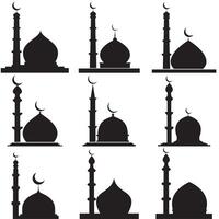 moské silhuett, uppsättning av moské vektor