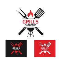 logotyp design mall för utegrill, bbq ,grill restaurang ikon isolerat vektor illustration