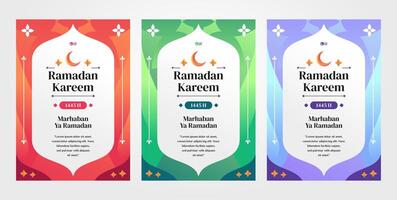 einstellen von islamisch a4 Poster Flyer zum Ramadhan Feier mit Ramadan kareem Schreiben vektor