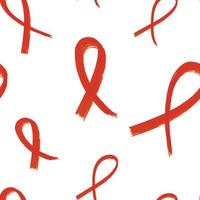 Rote Schleife nahtlose Muster - Hintergrund für HIV-Bewusstseinshilfen. Grunge texturierte handgezeichnete Tinte Pinselstrich Hintergrund für den Welt-Aids-Tag vektor