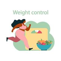 friska näring och fysisk aktivitet. vikt förlust program och en diet planen. vektor illustration i en platt stil. friska livsstil