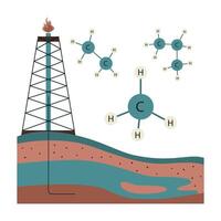 Fossil Kraftstoff. natürlich Gas Extraktion. Erde roh Materialien Erschöpfung. ein Öl rig vektor