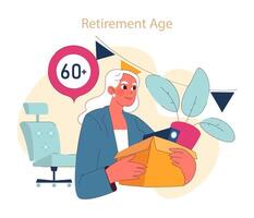 fattande pensionering ålder begrepp. vektor