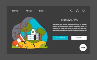 greenwashing. konsument desinformation med falsk marknadsföring kampanj vektor