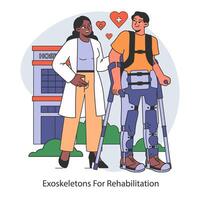 Rehabilitation Innovation Konzept. eben Vektor Illustration.