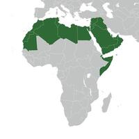 arabisch Welt Zustände auf Karte von das Welt vektor