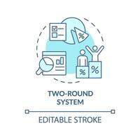 zweirund System Sanft Blau Konzept Symbol. Präsidentschaftswahl Wählen Wahl System. Wahl Abstimmung Kasten. Legislative Ast. runden gestalten Linie Illustration. abstrakt Idee. Grafik Design. einfach zu verwenden vektor