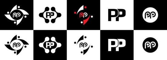 pp einstellen ,pp Logo. p p Design. Weiß pp Brief. pp, p p Brief Logo Design. Initiale Brief pp Brief Logo Satz, verknüpft Kreis Großbuchstaben Monogramm Logo. p p Brief Logo Vektor Design. Profi Vektor