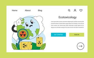 Ökotoxikologie Netz Banner oder Landung Buchseite. Forschung von giftig Abfall vektor