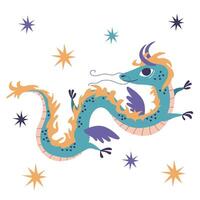 süß Grün Chinesisch Drachen. Vektor Illustration, Kinder-