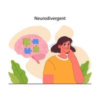 neurodiversitet. kognitiv utveckling spektrum. mental hälsa vektor