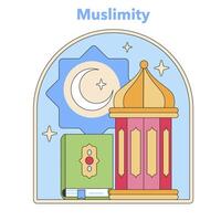 muslimity ikon inkapslande islamic tro. platt vektor illustration.