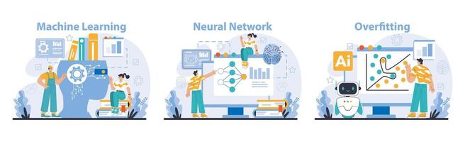 ai modell uppsättning. platt vektor illustration.