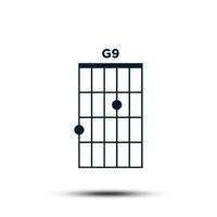 g9, Basic Gitarre Akkord Diagramm Symbol Vektor Vorlage