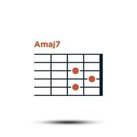 amaj7, grundläggande gitarr ackord Diagram ikon vektor mall