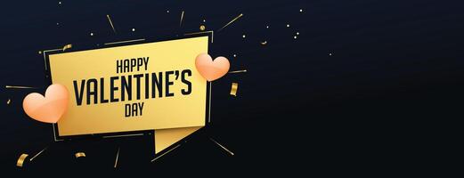 glücklich Valentinsgrüße Tag Nachricht golden und schwarz Banner Design vektor