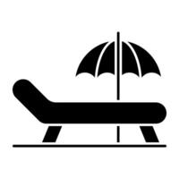 avkopplande stol med paraply betecknar begrepp av däck stol vektor