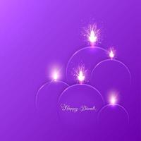 glücklicher Diwali. Papiergrafik des indischen Diya-Öllampendesigns. das Lichterfest. Vektor-Illustration lila Hintergrund vektor