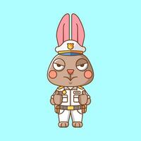 süß Hase Polizei Offizier Uniform Karikatur Tier Charakter Maskottchen Symbol eben Stil Illustration Konzept vektor