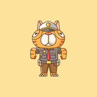 süß Katze Polizei Offizier Uniform Karikatur Tier Charakter Maskottchen Symbol eben Stil Illustration Konzept vektor