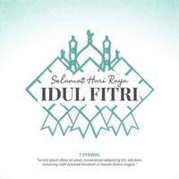 selamat hari raya idul Fitri eller Lycklig eid al fitr bakgrund med teckning måla dekoration vektor