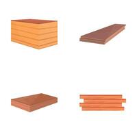 Sperrholz Planke Symbole einstellen Karikatur Vektor. Bauholz Planke eine solche wie Parkett oder laminieren vektor