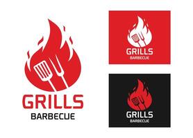 logotyp design mall för utegrill, bbq ,grill restaurang ikon isolerat vektor illustration