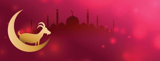 eid al adha Mubarak Banner mit leuchtend Bokeh Stil und Text Raum vektor