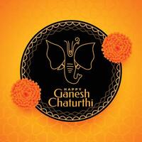 modern Stil Ganesh Chaturthi Gruß Banner mit Blumen- Design vektor