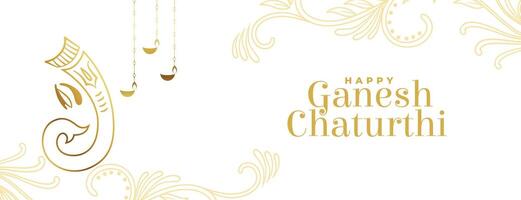 indisch Festival Ganesh Chaturthi Banner im golden Design vektor