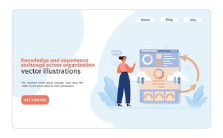 organisatorisch Wissen Teilen Vektor. ein illustrativ Szene von ein Fachmann Erleichterung. vektor