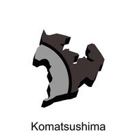 Karte von Komatsushima-See Vektor Design Vorlage, National Grenzen und wichtig Städte Illustration