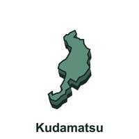 kudamatsu stad av japan Karta vektor illustration, vektor mall med översikt grafisk skiss stil isolerat på vit bakgrund