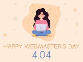 Lycklig webbmasters dag affisch med flicka vektor