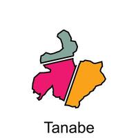 Karta av tanabe stad färgrik illustration design, logotyp element för mall vektor