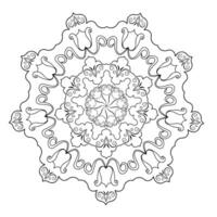 runda svart och vit mandala-stil mönster på en vit bakgrund vektor