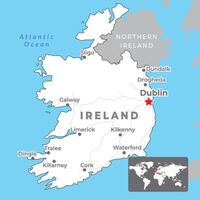 Irland politisch Karte mit Hauptstadt Dublin, die meisten wichtig Städte und National Grenzen vektor
