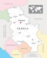 serbia politisk Karta med huvudstad belgrad, mest Viktig städer och nationell gränser vektor