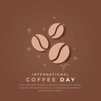 International Kaffee Tag Papier Schnitt Stil Vektor Design Illustration zum Hintergrund, Poster, Banner, Werbung, Gruß Karte