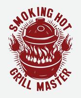 ai genererad rökning varm grill bemästra bbq t-shirt design vektor