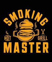 ai genererad rökning varm grill bemästra bbq t-shirt design vektor