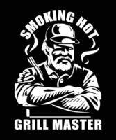 ai genererad rökning varm grill bemästra bbq t-shirt design vektor