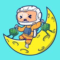 söt astronaut ramadan kareem. vektor illustration