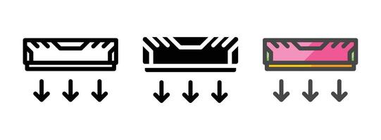 Mehrzweck RAM Herabstufung Vektor Symbol im Umriss, Glyphe, gefüllt Gliederung Stil