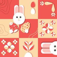 Ostern geometrisch Vorlage Muster. modern geometrisch abstrakt Illustration mit Hase und Eier und Blumen- Elemente.Vektor Design zum Flyer, Poster, Tapete, Postkarte oder Hintergrund vektor