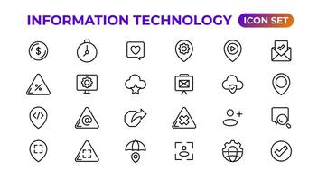 Information Technologie linear Symbole Sammlung.Gliederung Symbol. vektor