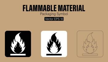 brandfarlig material förpackning symbol vektor